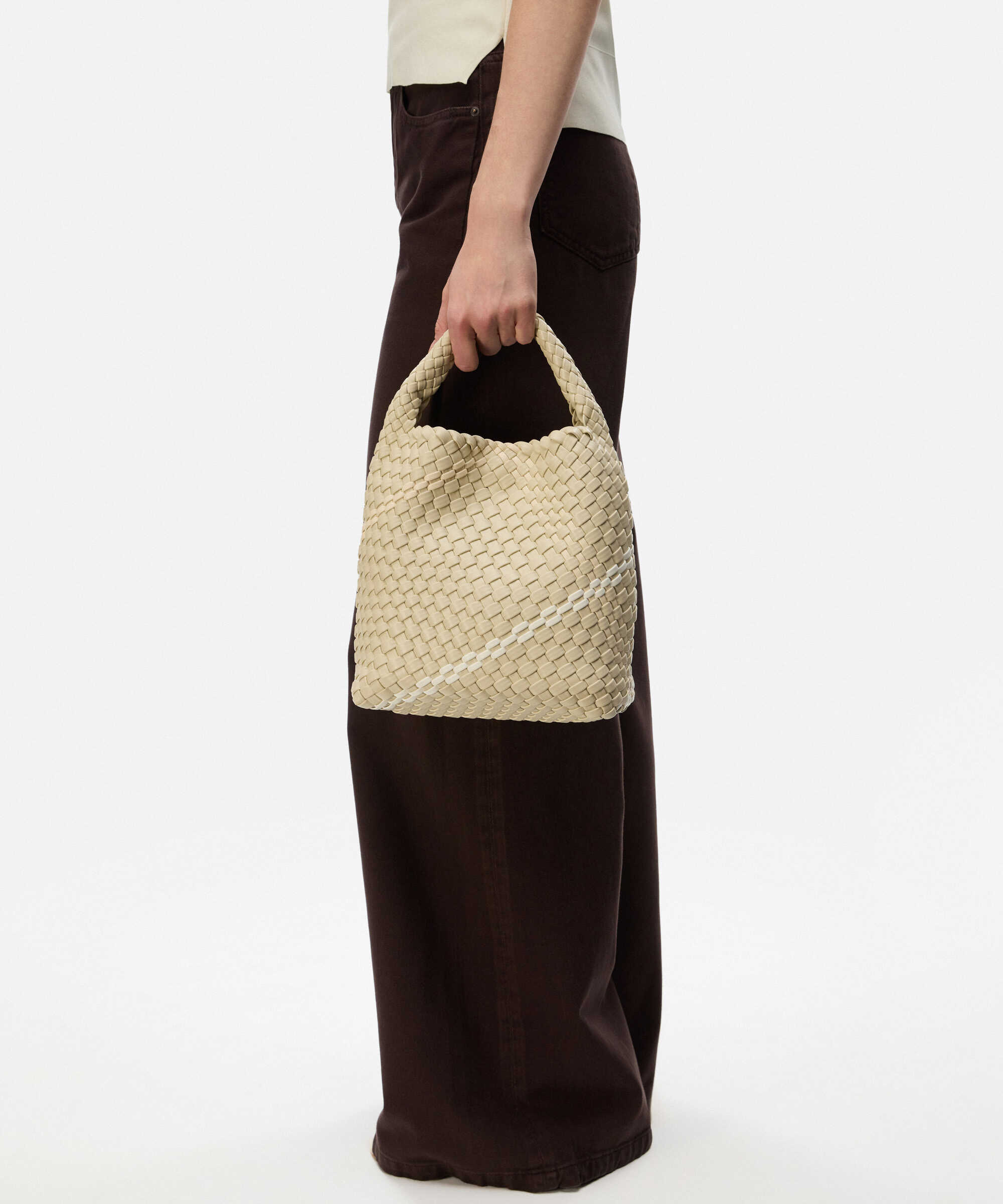 Lattice slouchy small çanta - IS1260052105030 - Taş Çanta