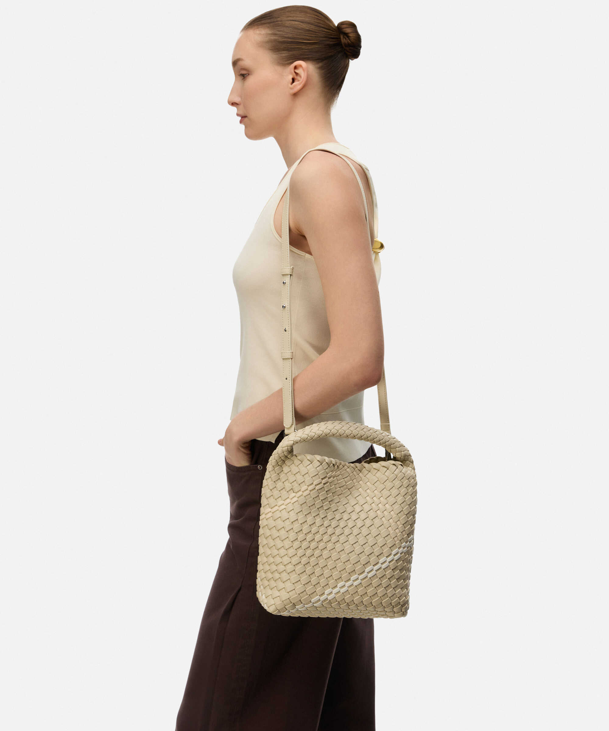 Lattice slouchy small çanta - IS1260052105030 - Taş Çanta