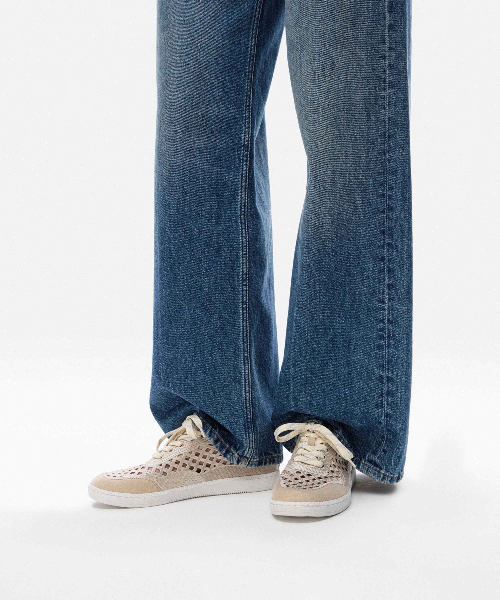Bağcıklı cutout sneaker - IS1260062006023 - Bej Sneaker