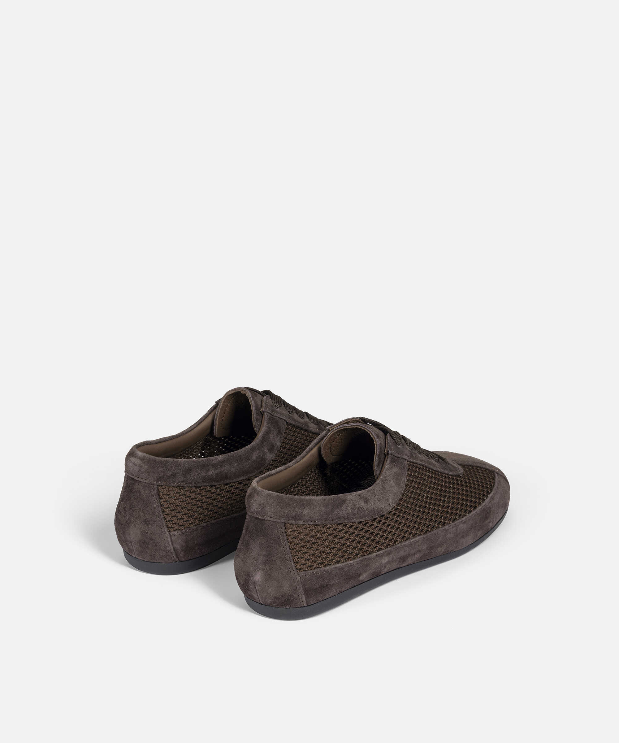 Deri içerikli kontrast dokulu sneaker - IS1260062012074 - Kahverengi Sneaker