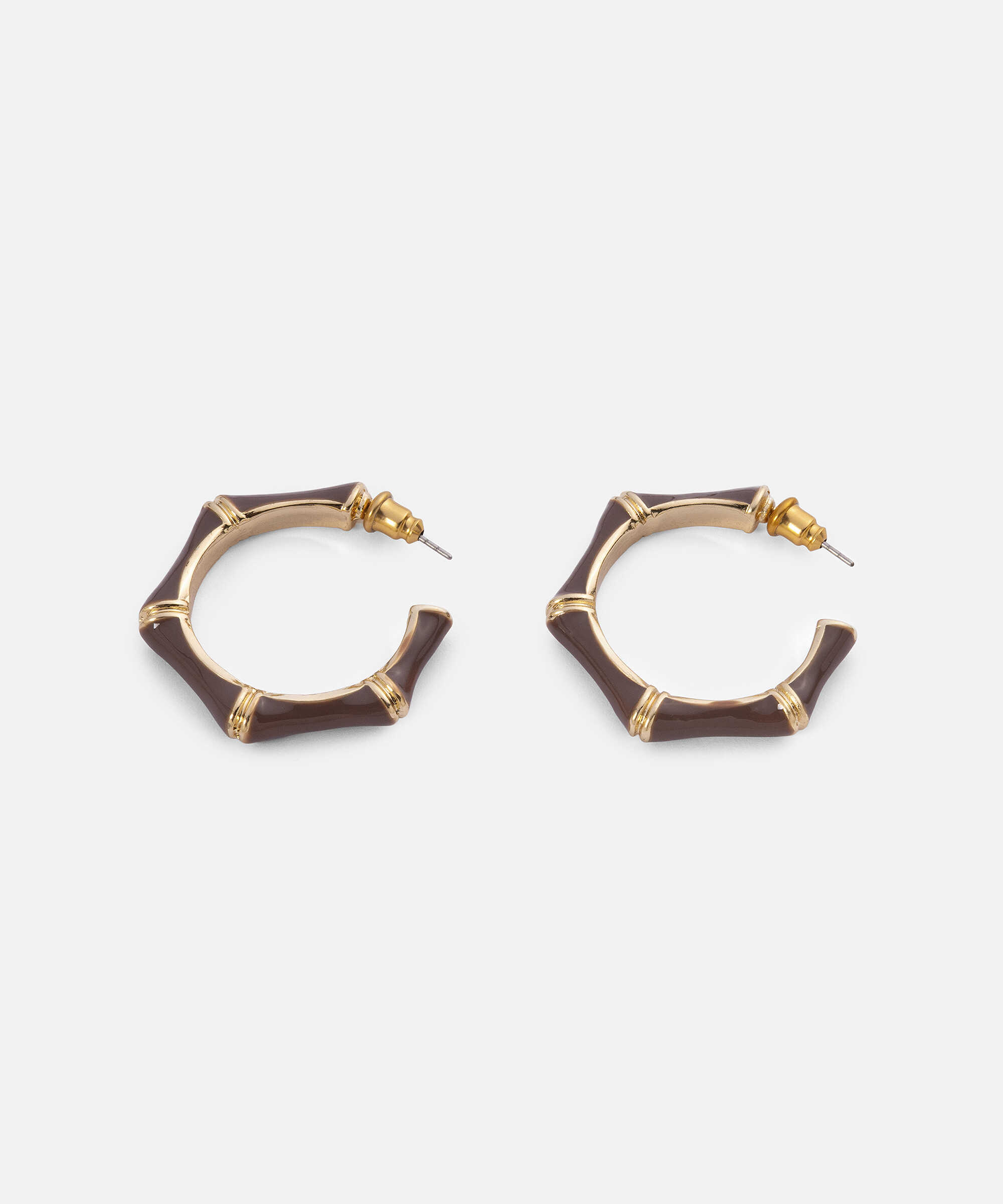 Enamel halka küpe - IS1260068002006 - Koyu Kahverengi Küpe