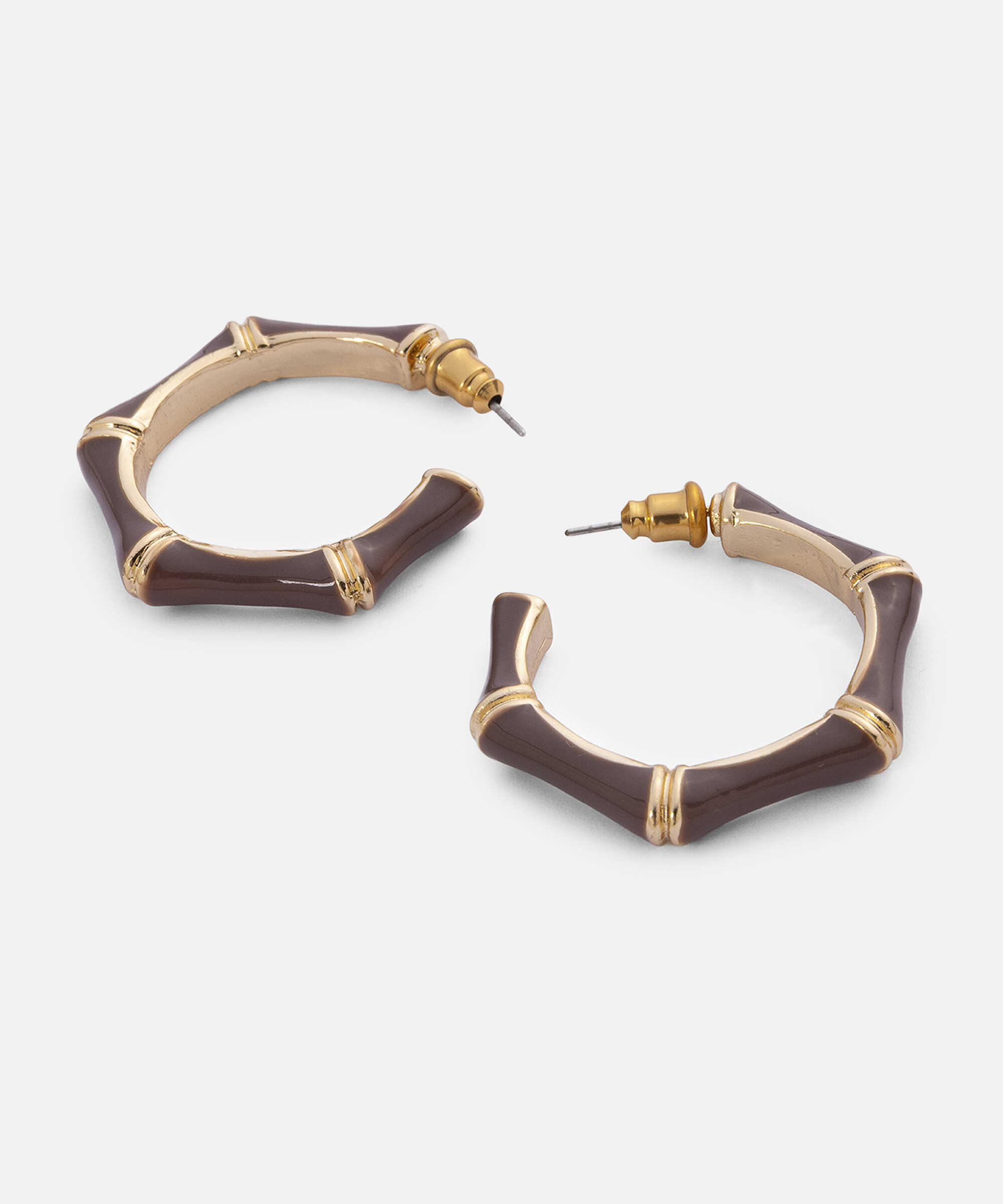 Enamel halka küpe - IS1260068002006 - Koyu Kahverengi Küpe