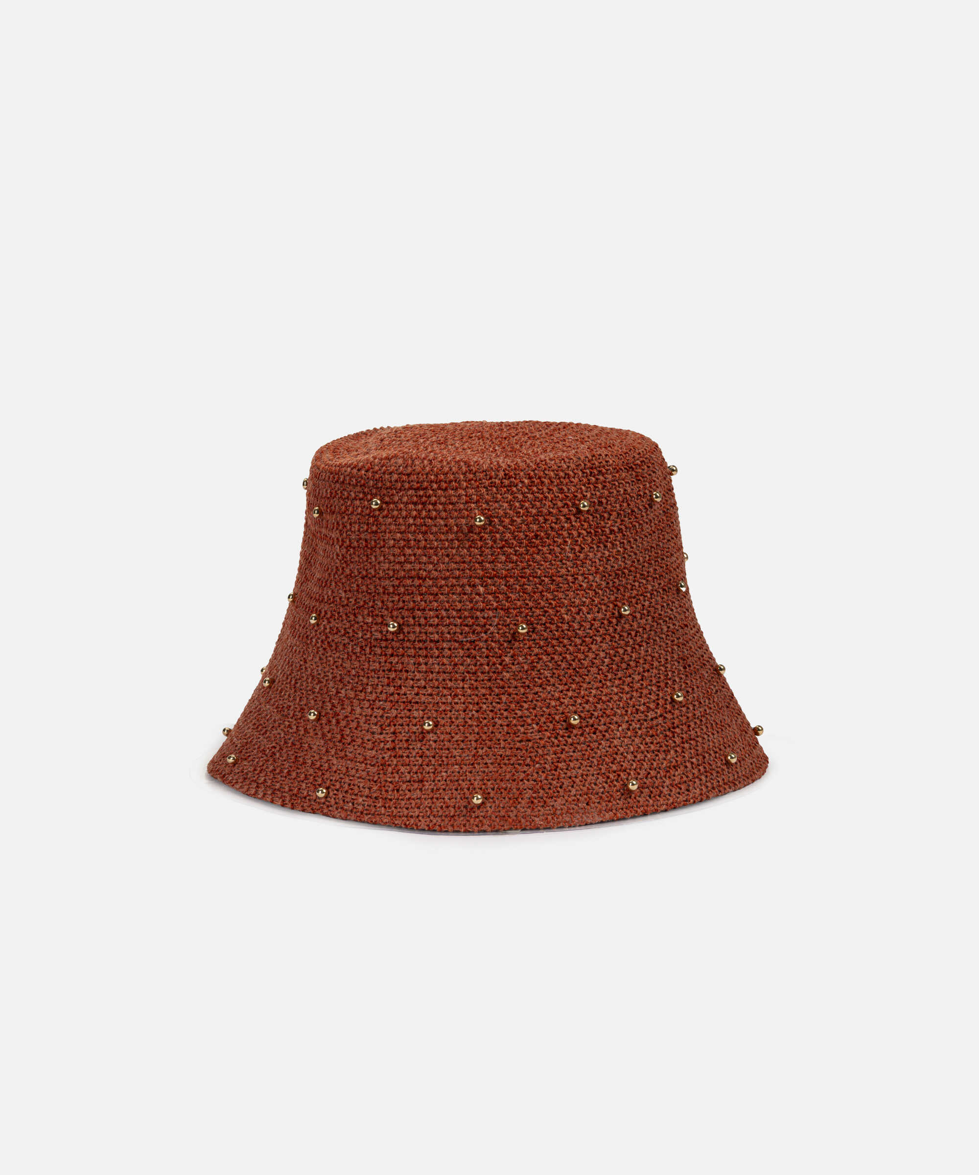 Metal boncuk aksesuarlı bucket şapka - IS1260077043034 - Kırmızı Şapka
