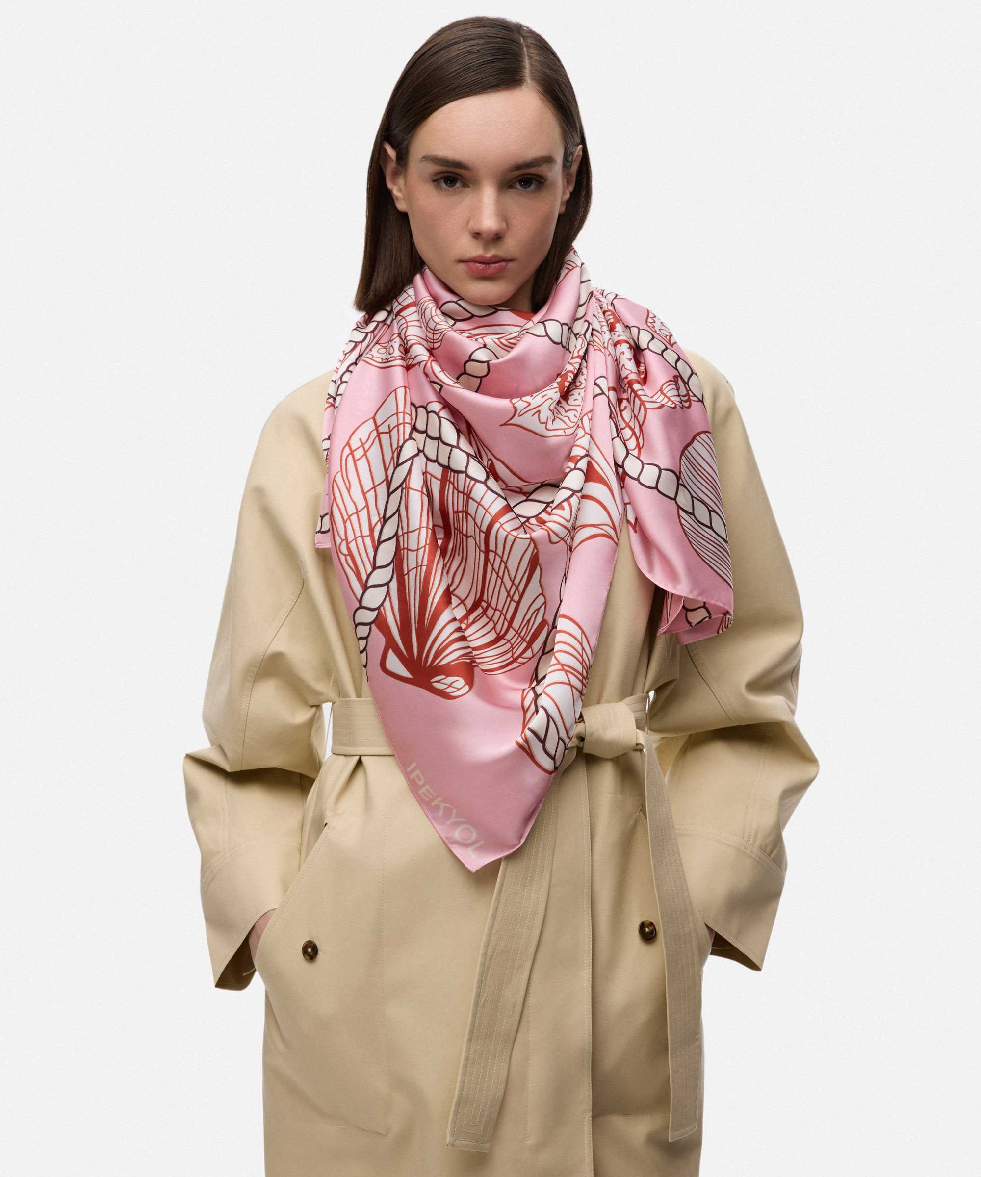 Görsel baskılı eşarp - IS1260082017033 - Pembe Eşarp