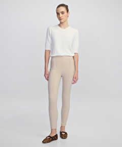 Natürel Metal fermuarlı skinny fit pantolon