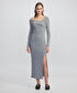 Asimetrik yaka midi elbise - IW6250002106126 - Gri Elbise