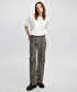 Leopar desen non denim pantolon - IW6250003077003 - Natürel Pantolon