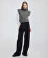 Kontrast kemerli wide leg fit pantolon - IW6250003203001 - Siyah Pantolon
