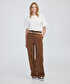 Kontrast elastik bel pantolon - IW6250003217021 - Taba Pantolon