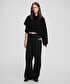 Belden bağlamalı wide leg fit pantolon - IW6250003346001 - Siyah Pantolon