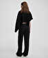 Belden bağlamalı wide leg fit pantolon - IW6250003346001 - Siyah Pantolon