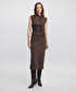 Süet görünümlü midi etek - IW6250004100074 - Kahverengi Etek
