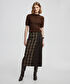 Ekose desen mix midi etek - IW6250004259074 - Kahverengi Etek