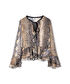 Yılan derisi desen şifon bluz - IW6250006186023 - Bej Bluz