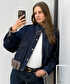 Suni kürk mix kemerli denim mont - IW6250012208629 - İndigo Mont
