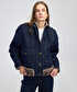 Suni kürk mix kemerli denim mont - IW6250012208629 - İndigo Mont