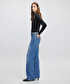 Hotfix baskılı wide leg fit jean pantolon - IW6250018013629 - İndigo Jean Pantolon