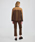 Kumaş mix colorblock gömlek - IW6250025147074 - Kahverengi Gömlek