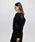 Kontrast dokulu sweatshirt - IW6250091022001 - Siyah Sweatshirt