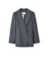 Triko şeritli raw edge blazer - IW6250106025088 - Antrasit Blazer