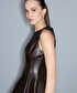 Deri görünümlü mini elbise - IW6260002154074 - Kahverengi Elbise