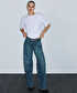Hotfix baskılı wide leg jean pantolon - IW6260018028165 - Adriatik Mavi Jean Pantolon
