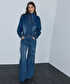 Çıkarılabilir fularlı denim gömlek - IW6260025145629 - İndigo GOMLEK