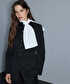 Çizgi desen yüksek yaka blazer - IW6260106122001 - Siyah Blazer