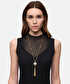 Sallantılı zincirli strass taşlı kolye - IW6260051024265 - Altın Kolye