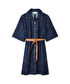 Kontrast kuşaklı denim elbise - IS1260002203015 - Lacivert Elbise