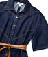 Kontrast kuşaklı denim elbise - IS1260002203015 - Lacivert Elbise