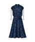 Floral jakarlı midi elbise - IS1260002623015 - Lacivert Elbise