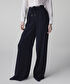 Belden bağlamalı wide leg fit pantolon - IS1260003096015 - Lacivert Pantolon