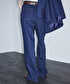 Kemerli wide leg pantolon - IS1260003114015 - Lacivert Pantolon