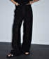 Jakarlı wide leg pantolon - IS1260003119001 - Siyah Pantolon