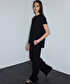 Jakarlı wide leg pantolon - IS1260003119001 - Siyah Pantolon