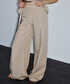 Keten içerikli wide leg pantolon - IS1260003192003 - Natürel Pantolon
