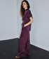 Parlak dokulu wide leg pantolon - IS1260003245008 - Mürdüm Pantolon