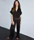 Parlak dokulu wide leg pantolon - IS1260003245074 - Kahverengi Pantolon