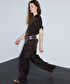 Parlak dokulu wide leg pantolon - IS1260003245074 - Kahverengi Pantolon