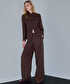 Keten wide leg pantolon - IS1260003371074 - Kahverengi Pantolon