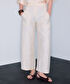 Kemerli barrel fit pantolon - IS1260003375018 - Ekru Pantolon