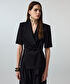 Vatkalı asimetrik blazer - IS1260005099001 - Siyah Ceket