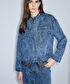 Etnik desen baskılı denim ceket - IS1260005100AC7 - Koyu İndigo Ceket