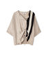 Ayarlanabilir büzgülü colorblock bluz - IS1260006084003 - Natürel Bluz