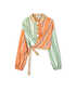 Çizgili colorblock bluz - IS1260006110019 - Somon Bluz