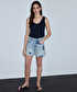 Çiçek nakışlı raw edge denim şort - IS1260013076CC2 - Açık İndigo Şort