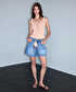 Fular kemerli denim şort - IS1260013144629 - İndigo Şort