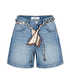 Fular kemerli denim şort - IS1260013144629 - İndigo Şort