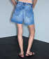 Fular kemerli denim şort - IS1260013144629 - İndigo Şort